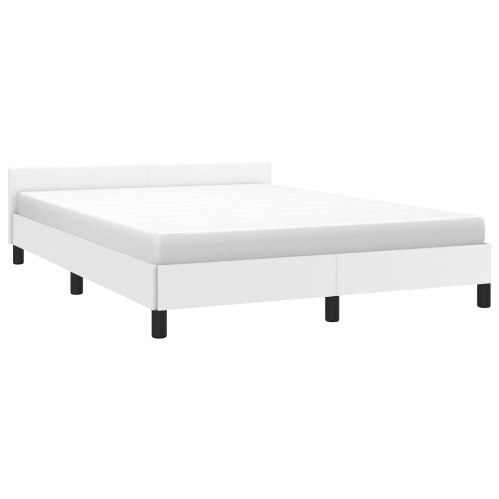 vidaXL Bedframe met hoofdbord kunstleer wit 140x190 cm