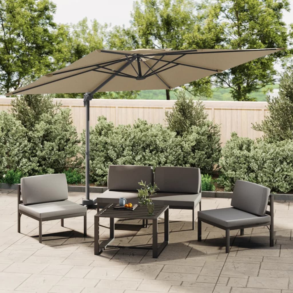 vidaXL Zweefparasol met dubbel dak 300x300 cm taupe