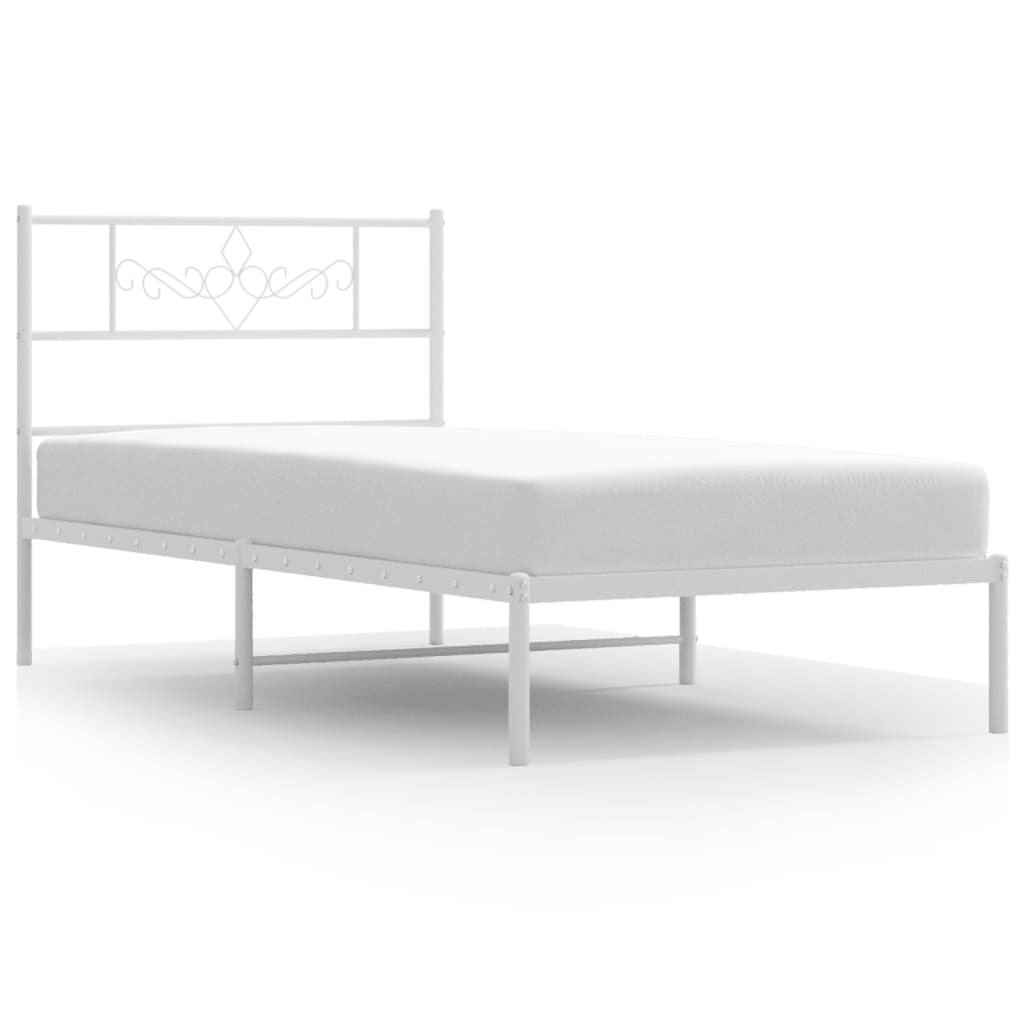 vidaXL Bedframe met hoofdbord metaal wit 100x190 cm