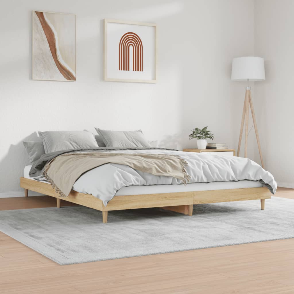 vidaXL Bedframe zonder matras hout sonoma eikenkleurig 150x200 cm