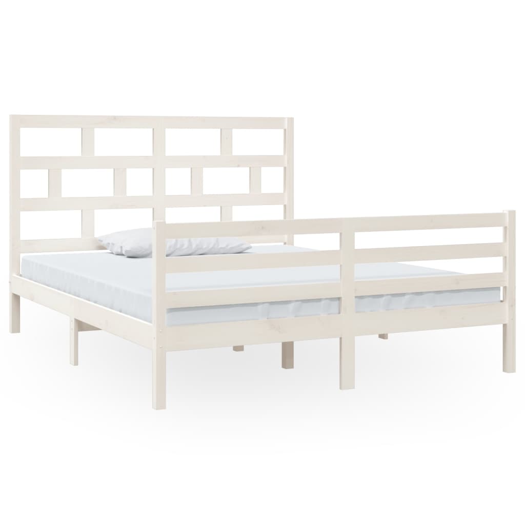 vidaXL Bedframe massief grenenhout wit 160x200 cm