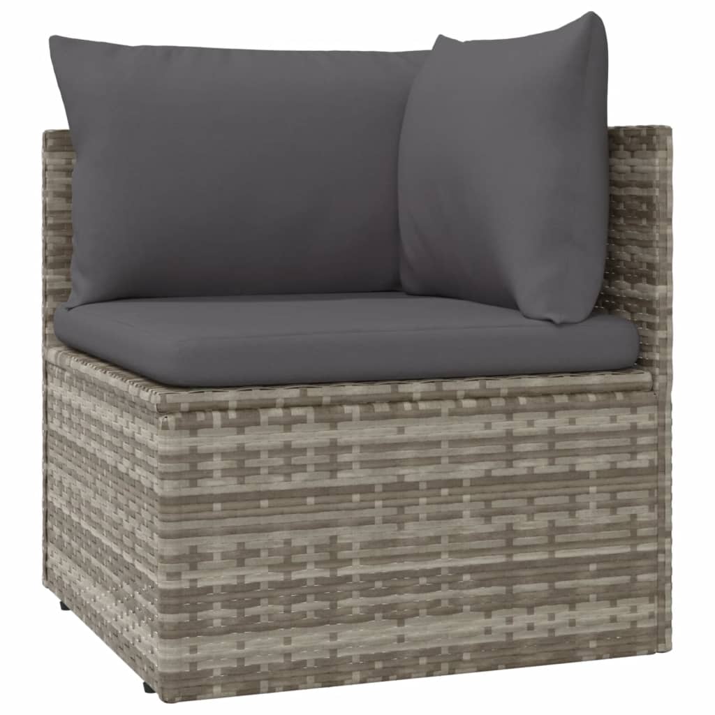 vidaXL 8-delige Loungeset met kussens poly rattan grijs