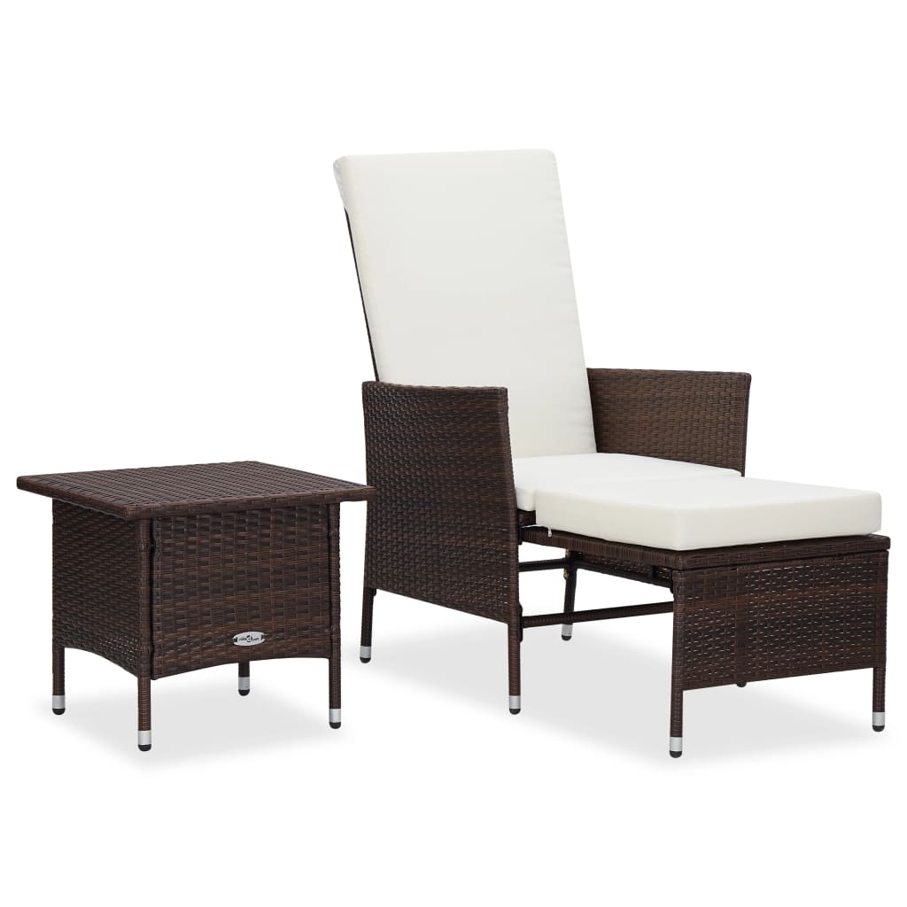 vidaXL 2-delige Loungeset met kussens poly rattan bruin