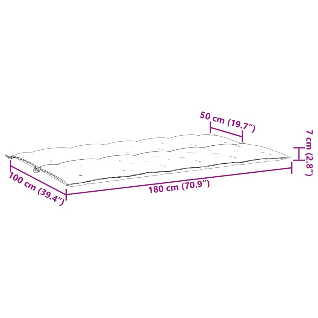 vidaXL Tuinbankkussen 180x(50+50)x7 cm oxford stof antracietkleurig