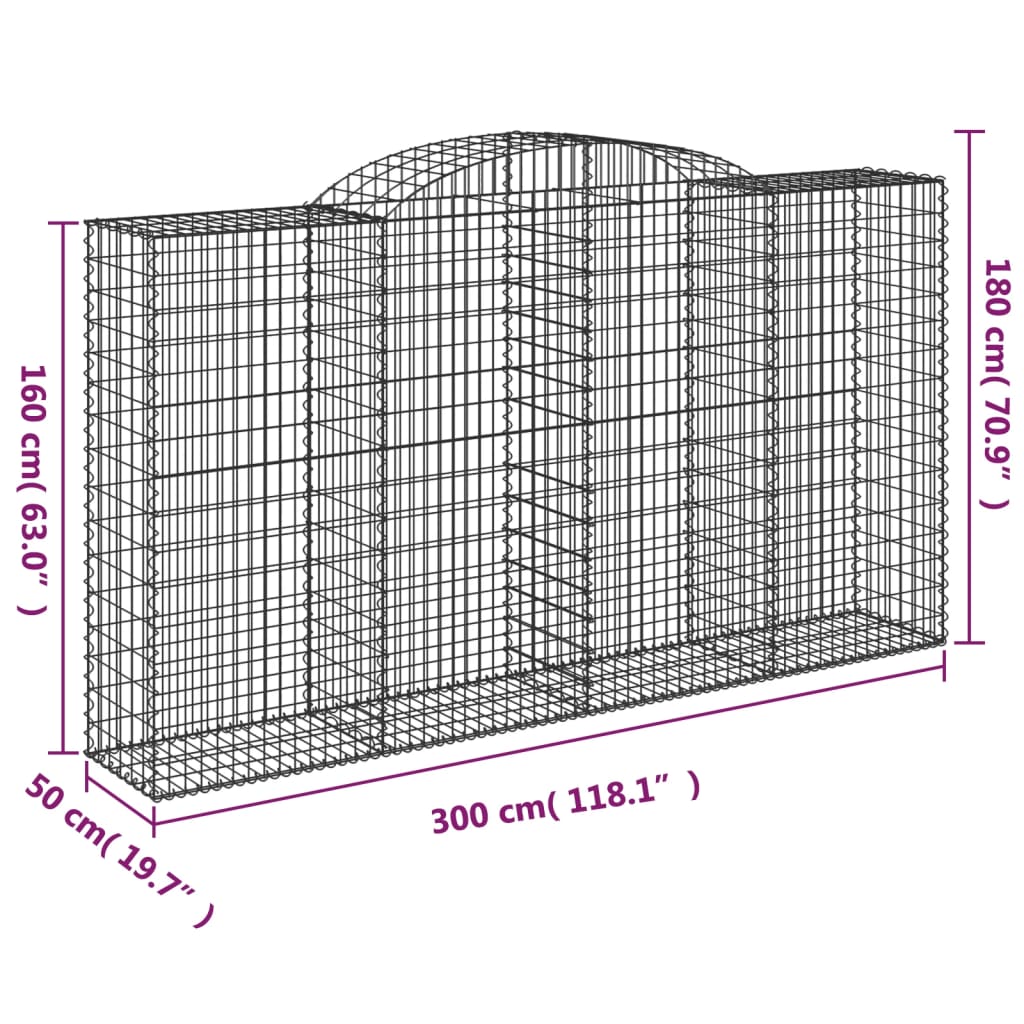 vidaXL Schanskorven 17 st gewelfd 300x50x160/180 cm ijzer