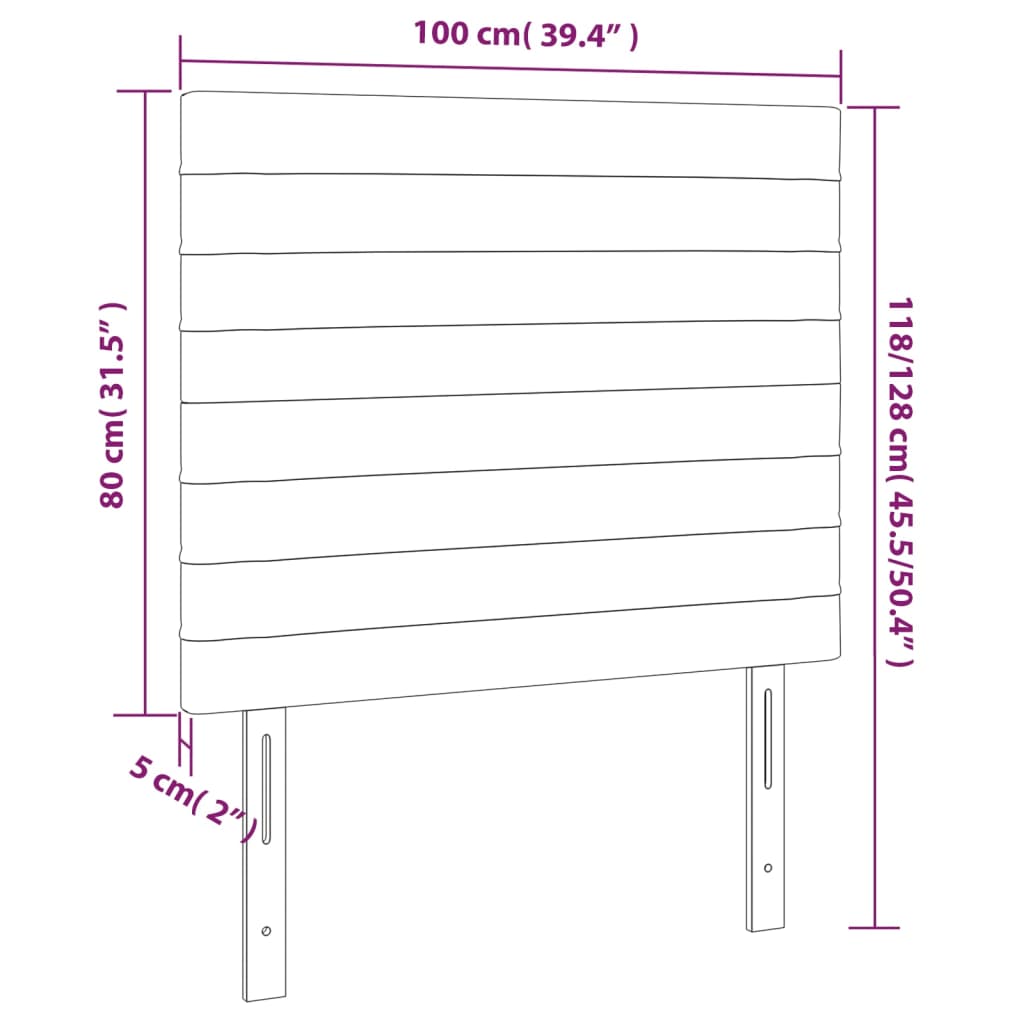 vidaXL Hoofdbord LED 100x5x118/128 cm fluweel zwart