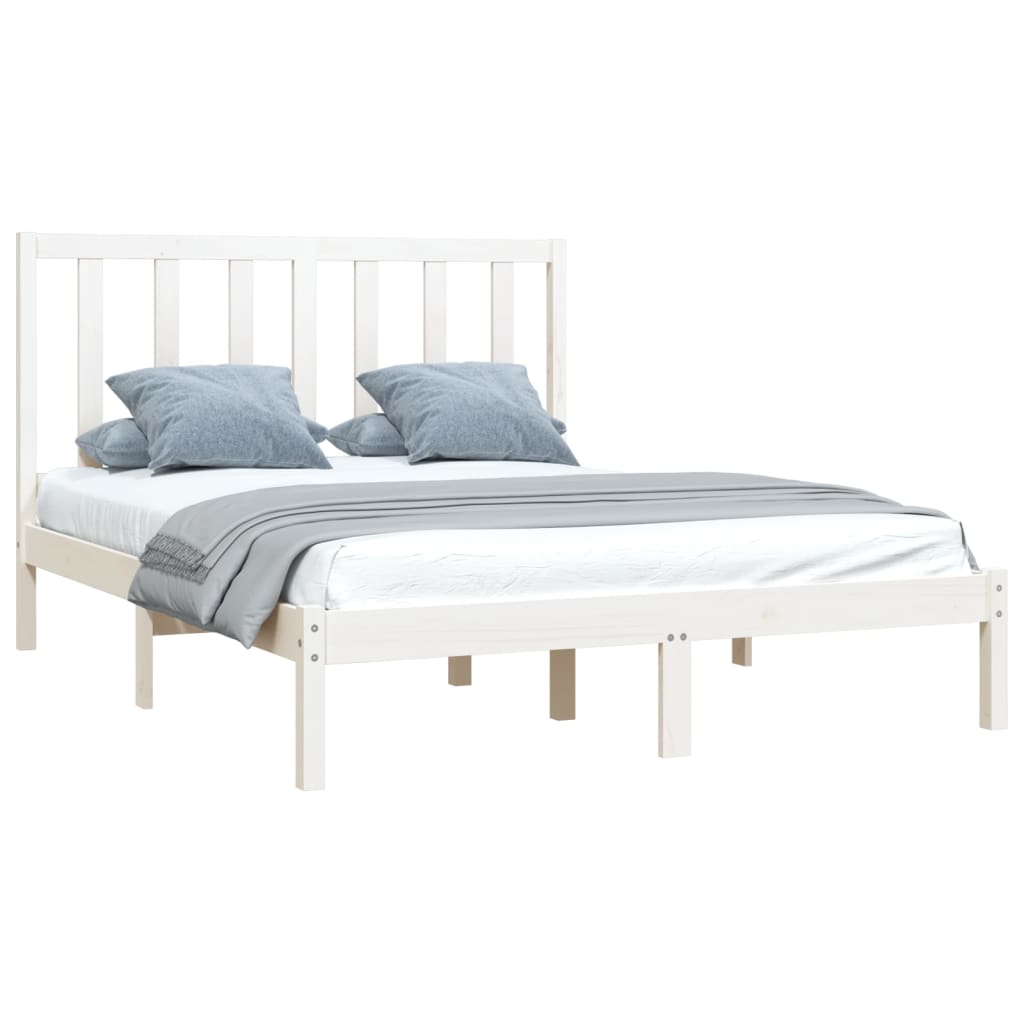 vidaXL Bedframe massief grenenhout wit 120x190 cm