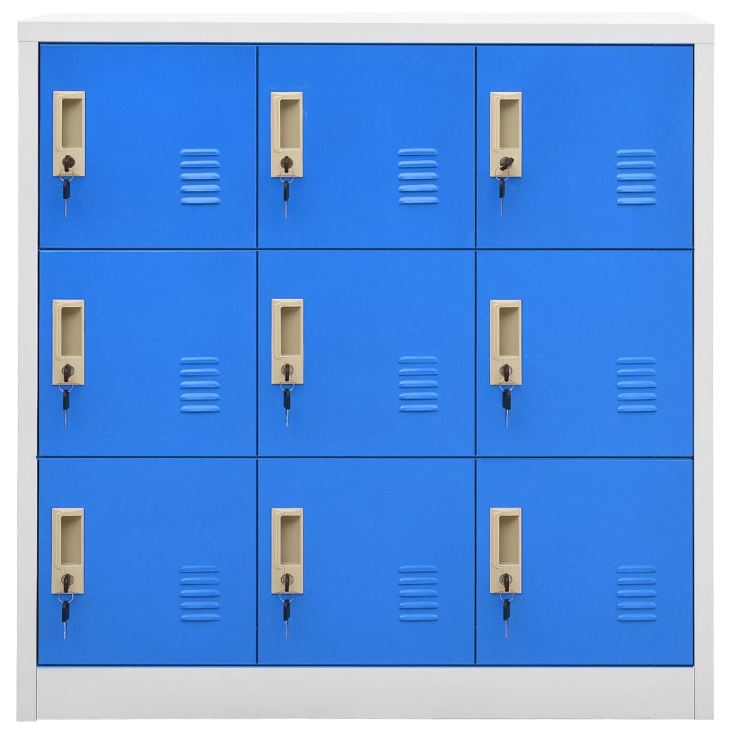 vidaXL Lockerkasten 5 st 90x45x92,5 cm staal lichtgrijs en blauw