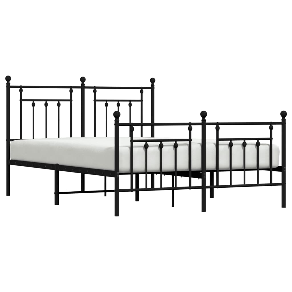 vidaXL Bedframe met hoofd- en voeteneinde metaal zwart 140x190 cm