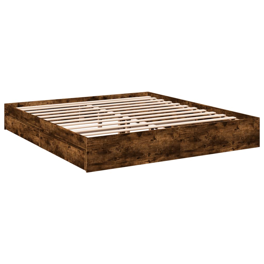 vidaXL Bedframe met lades bewerkt hout gerookt eikenkleurig 180x200 cm