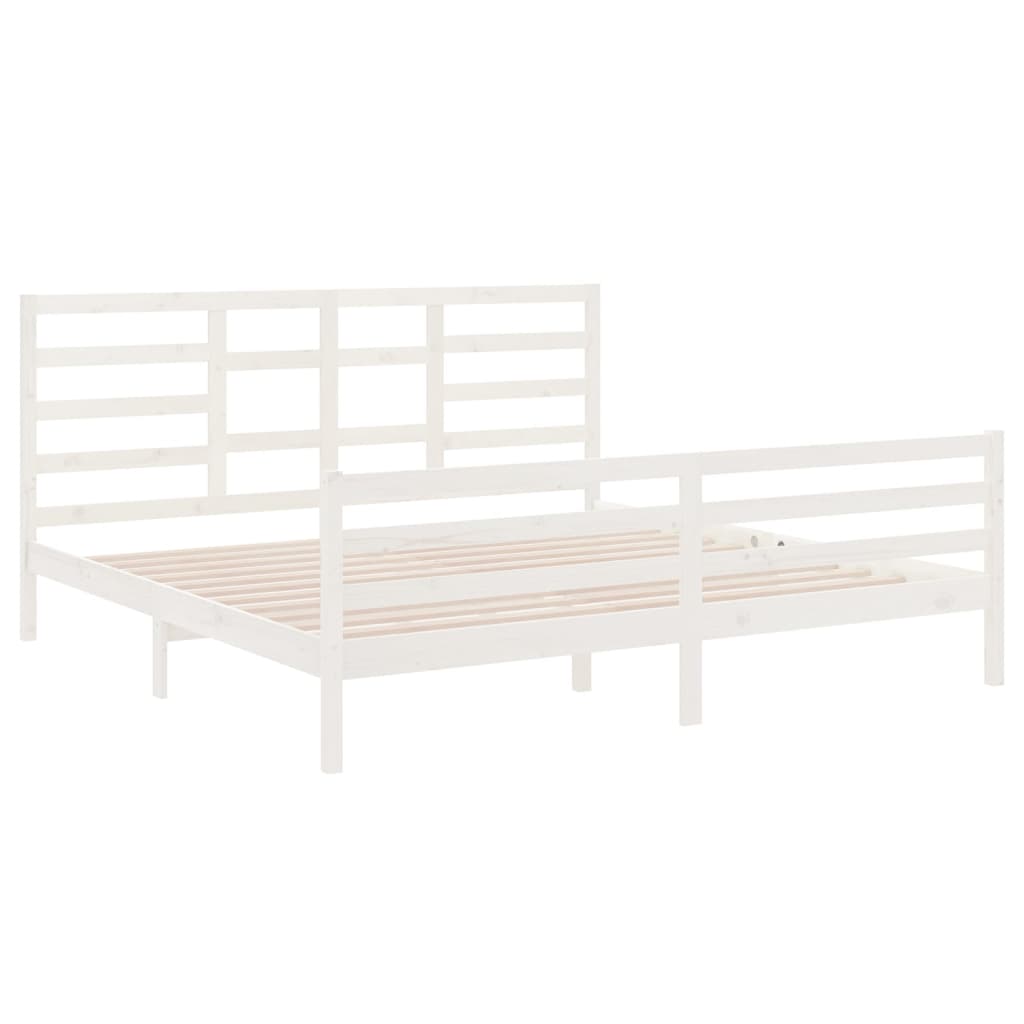 vidaXL Bedframe massief hout wit 200x200 cm