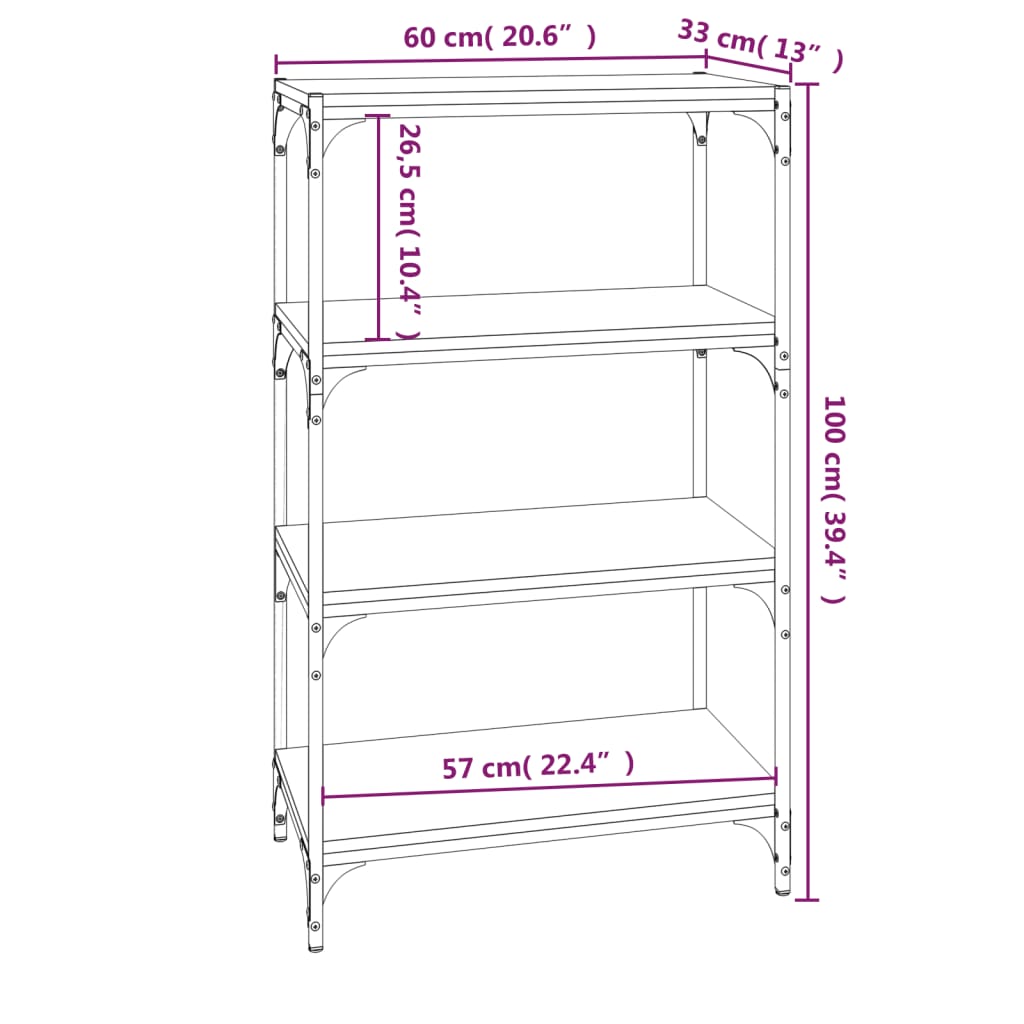 vidaXL Boekenkast 60x33x100 cm bewerkt hout en staal bruin eikenkleur