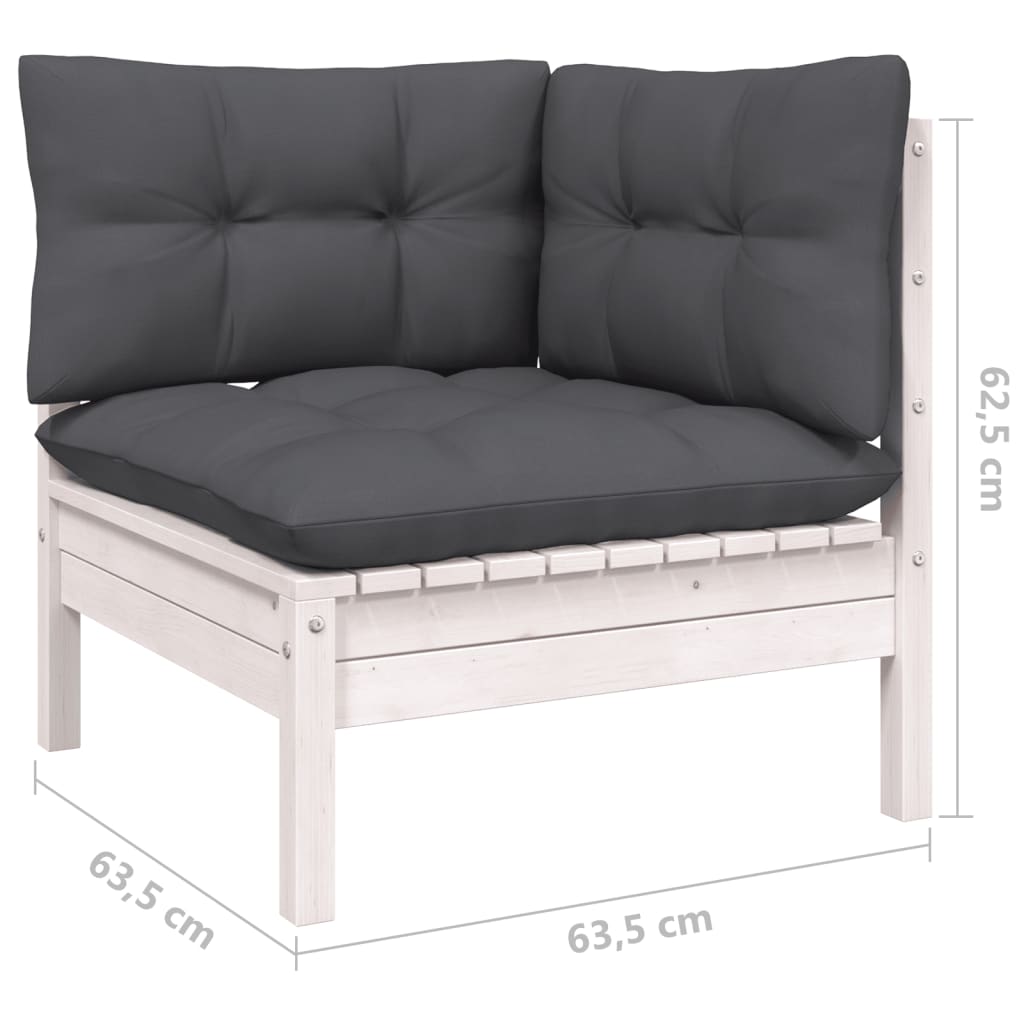 vidaXL 6-delige Loungeset met kussens grenenhout wit