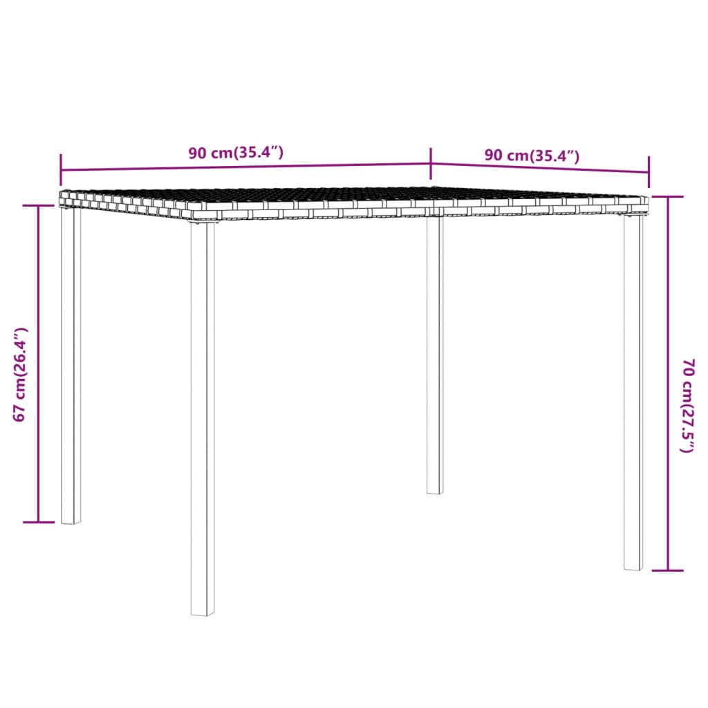 vidaXL 2-delige Tuinset met kussens poly rattan zwart