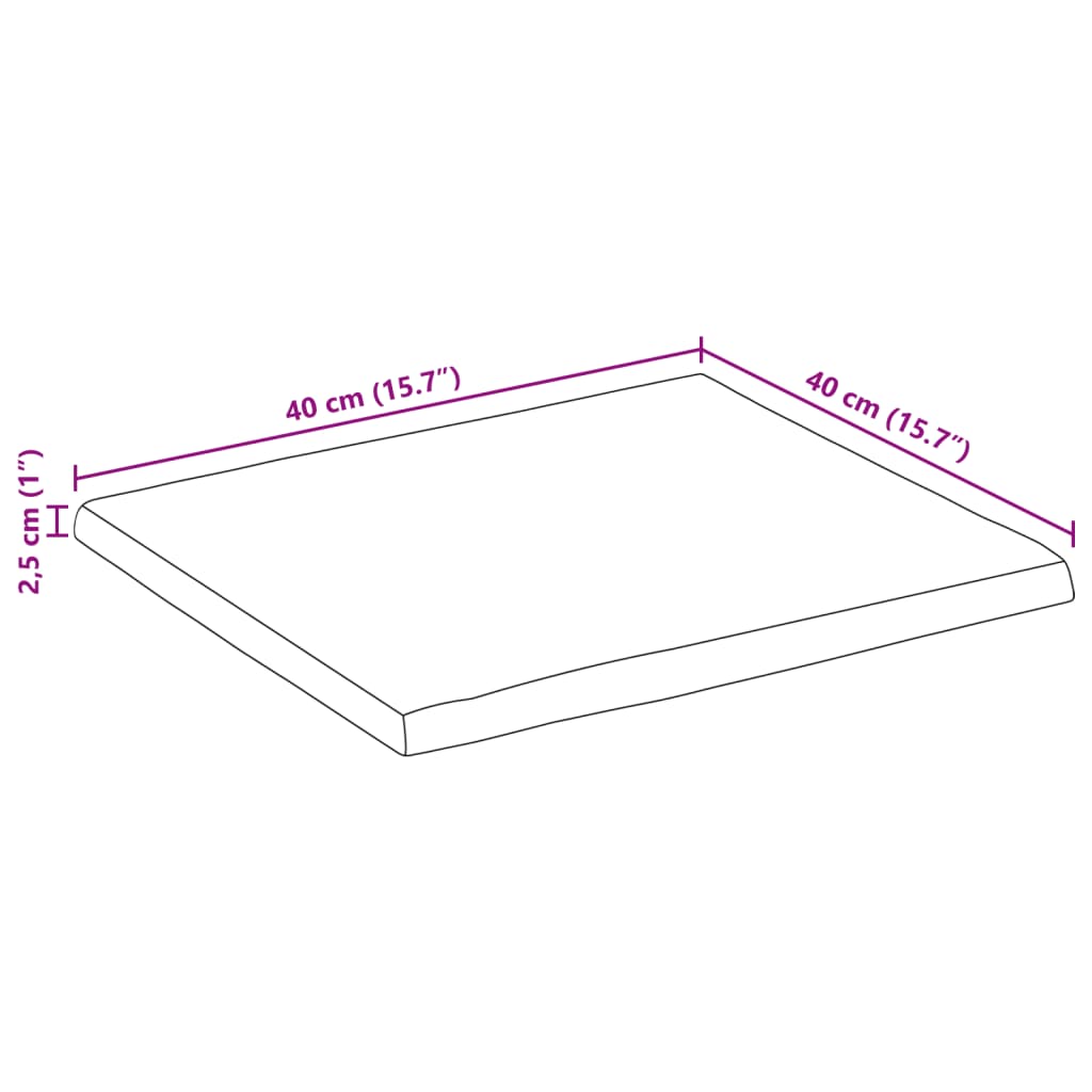 vidaXL Tafelblad met natuurlijke rand 40x40x2,5 cm massief mangohout