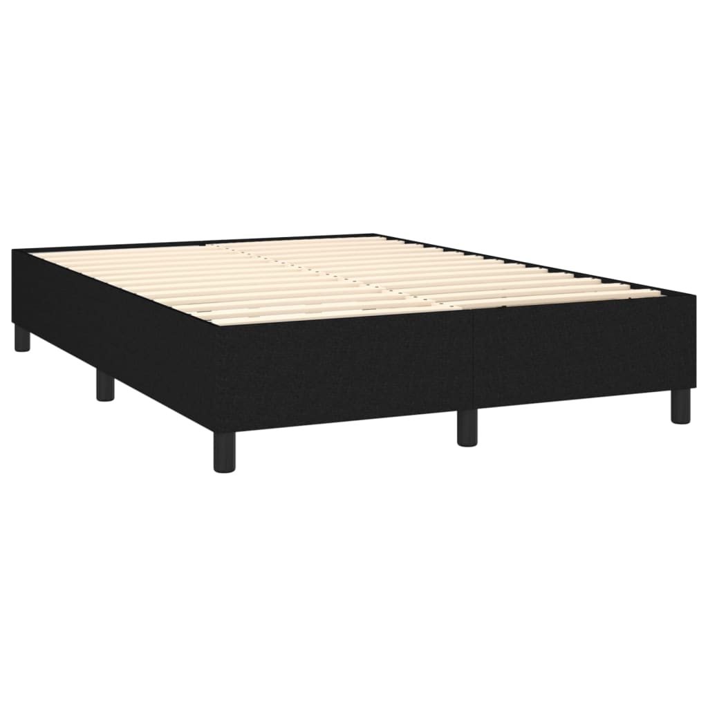 vidaXL Boxspring met matras en LED stof zwart 140x190 cm