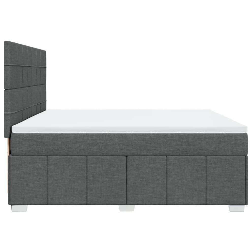 vidaXL Boxspring met matras stof donkergrijs 200x200 cm