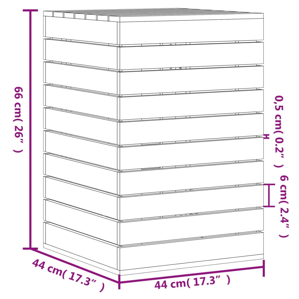 vidaXL Wasmand 44x44x66 cm massief grenenhout zwart