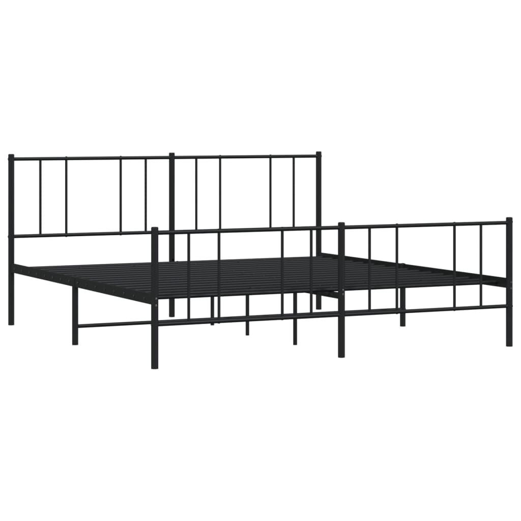 vidaXL Bedframe met voetbord zonder matras metaal zwart 180x200 cm