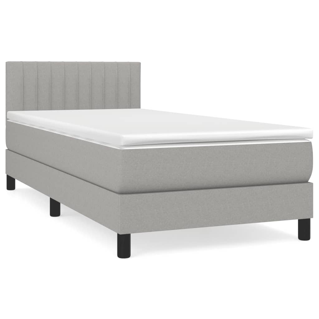 vidaXL Boxspring met matras stof lichtgrijs 90x200 cm