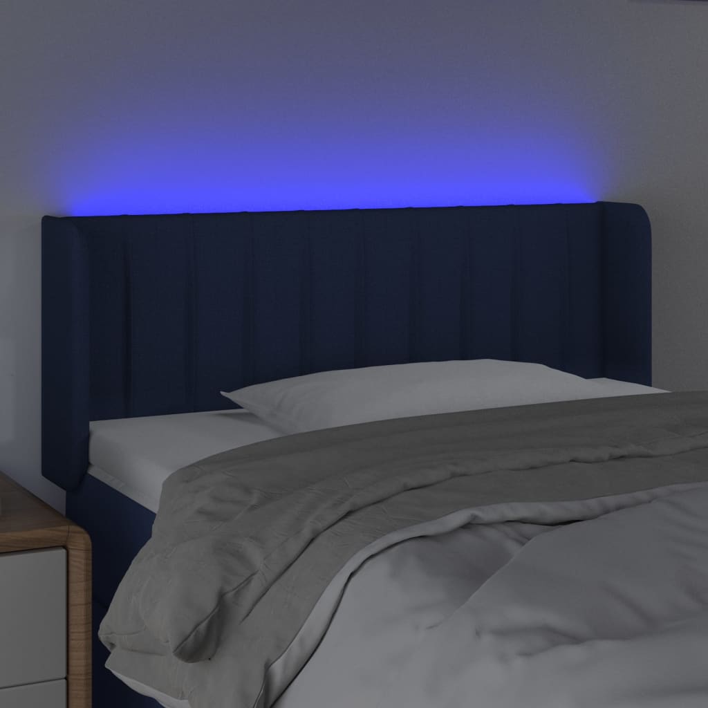 vidaXL Hoofdbord LED 83x16x78/88 cm stof blauw