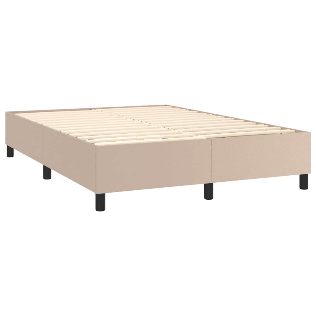 vidaXL Boxspring met matras kunstleer cappuccinokleurig 140x200 cm