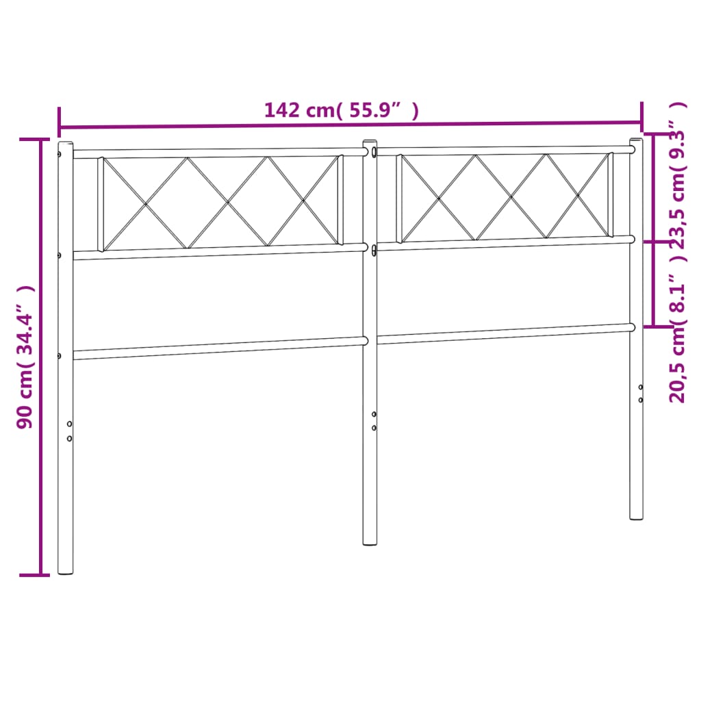 vidaXL Hoofdbord 135 cm metaal wit