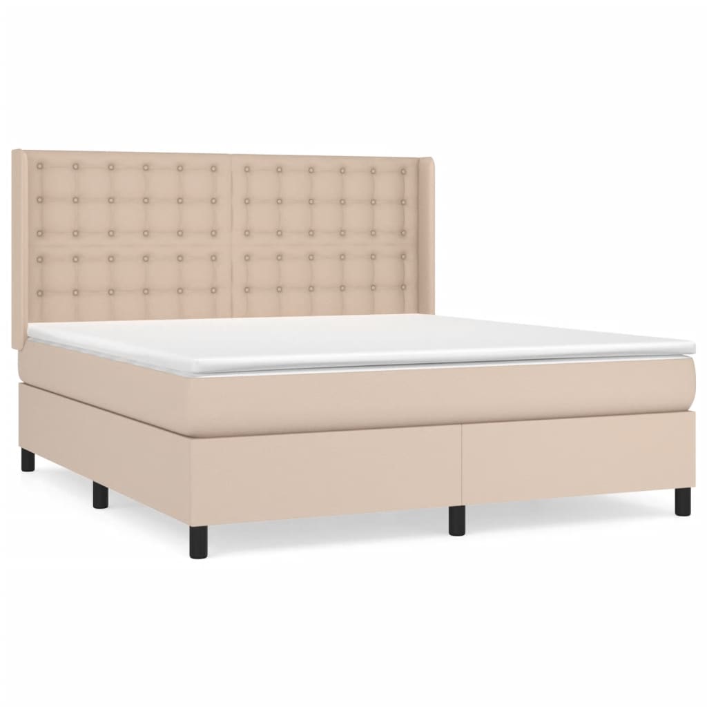 vidaXL Boxspring met matras kunstleer cappuccinokleurig 180x200 cm