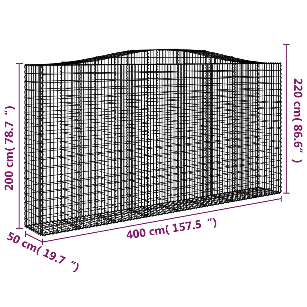 vidaXL Schanskorven 3 st gewelfd 400x50x200/220 cm ijzer