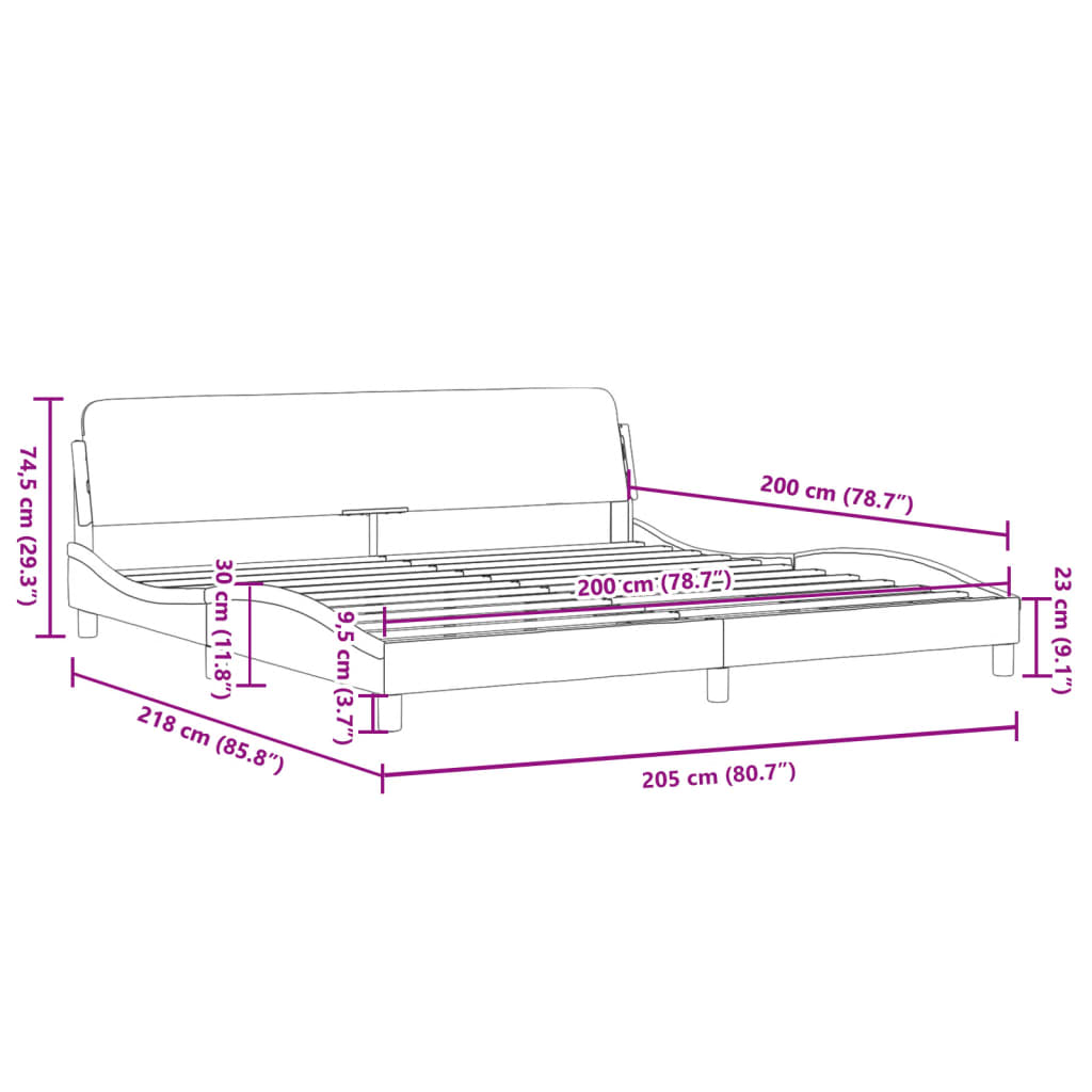 vidaXL Bedframe met hoofdbord kunstleer wit en zwart 200x200 cm