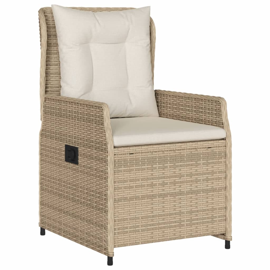 vidaXL 3-delige Tuinset met kussens poly rattan beige