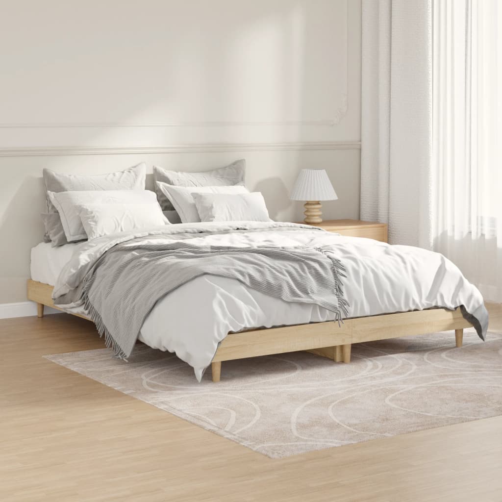 vidaXL Bedframe zonder matras hout sonoma eikenkleurig 140x190 cm