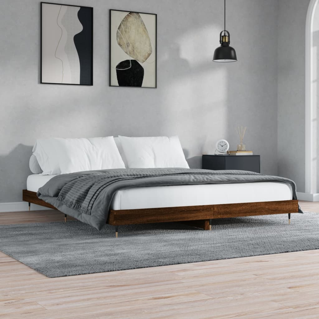 vidaXL Bedframe zonder matras bewerkt hout bruin eikenkleur 150x200 cm