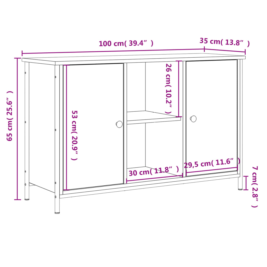 vidaXL Tv-meubel 100x35x65 cm bewerkt hout sonoma eikenkleurig