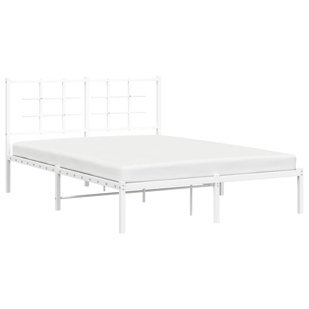 vidaXL Bedframe met hoofdbord metaal wit 140x200 cm