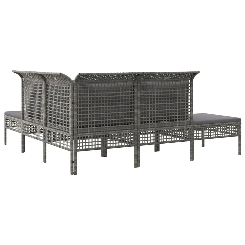 vidaXL 5-delige Loungeset met kussens poly rattan grijs