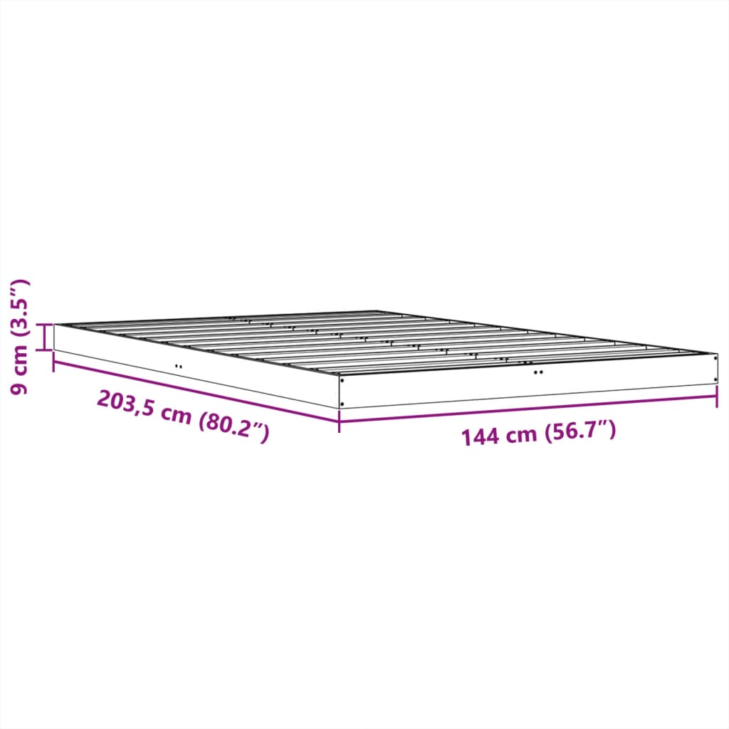 vidaXL Bedframe massief grenenhout wasbruin 140x200 cm