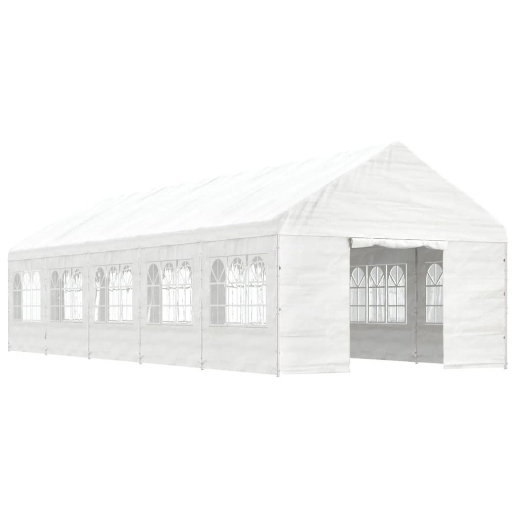 vidaXL Prieel met dak 11,15x4,08x3,22 m polyetheen wit