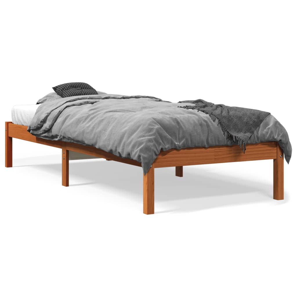 vidaXL Bedframe zonder matras massief grenenhout wasbruin 75x190 cm