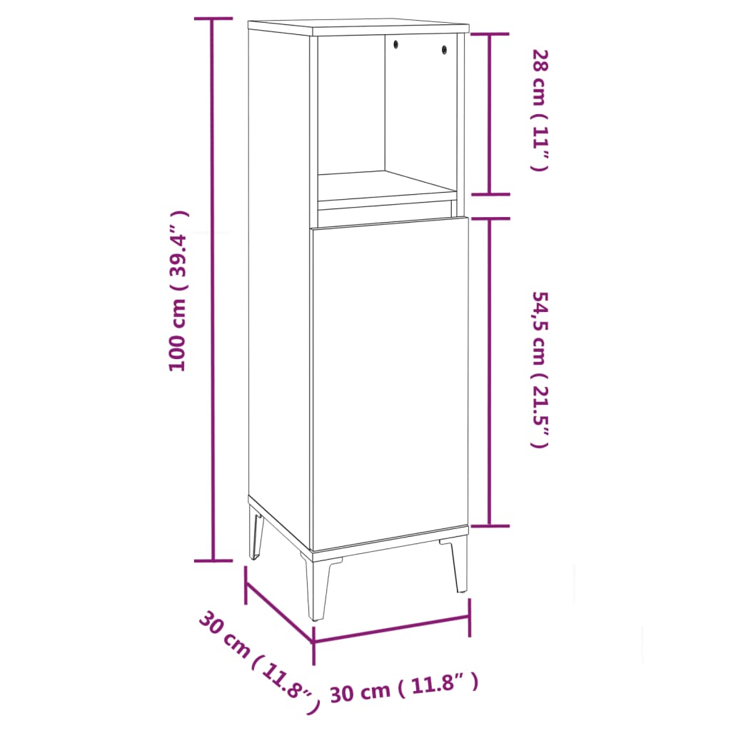 vidaXL Badkamerkast 30x30x100 cm bewerkt hout wit