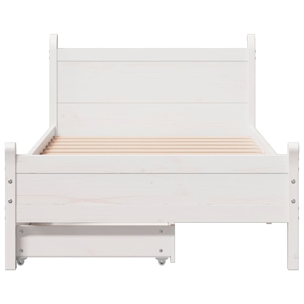 vidaXL Bedframe zonder matras massief grenenhout wit 90x200 cm