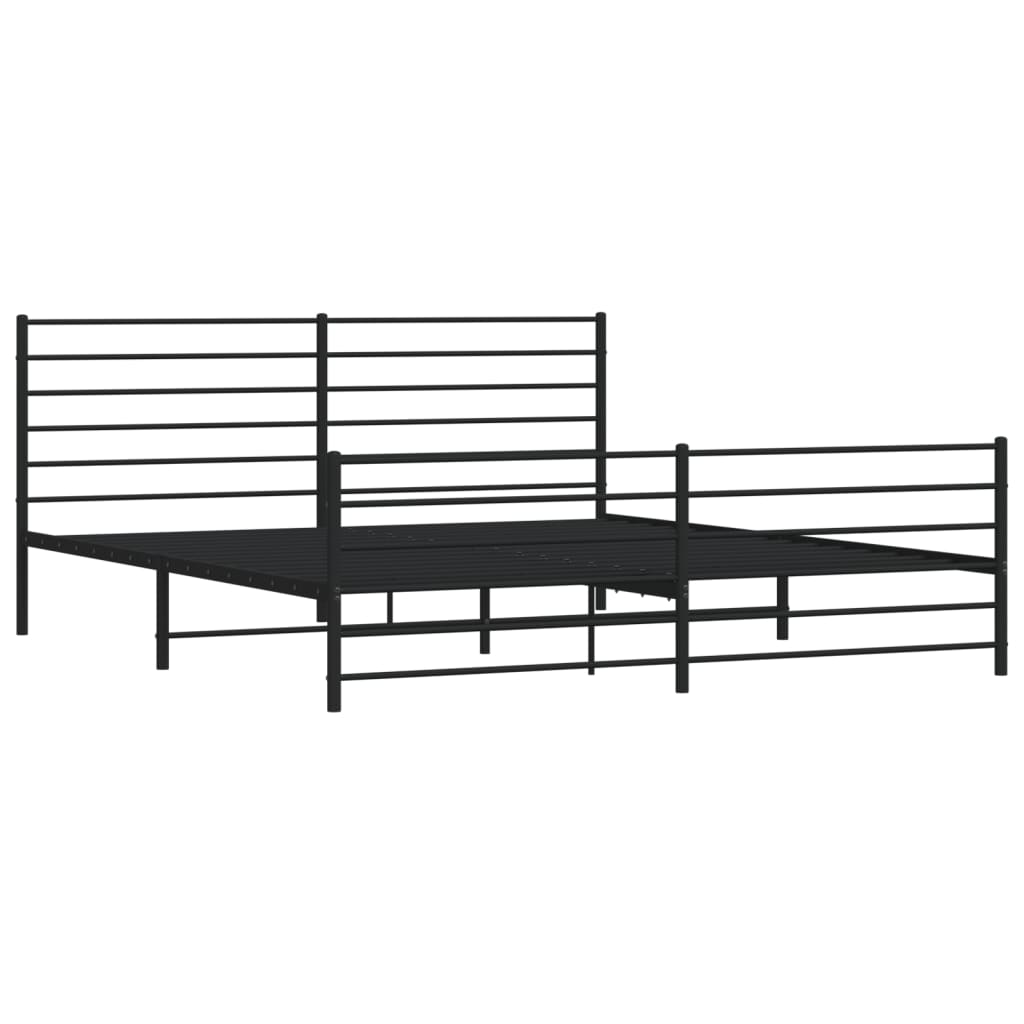 vidaXL Bedframe met hoofd- en voeteneinde metaal zwart 193x203 cm