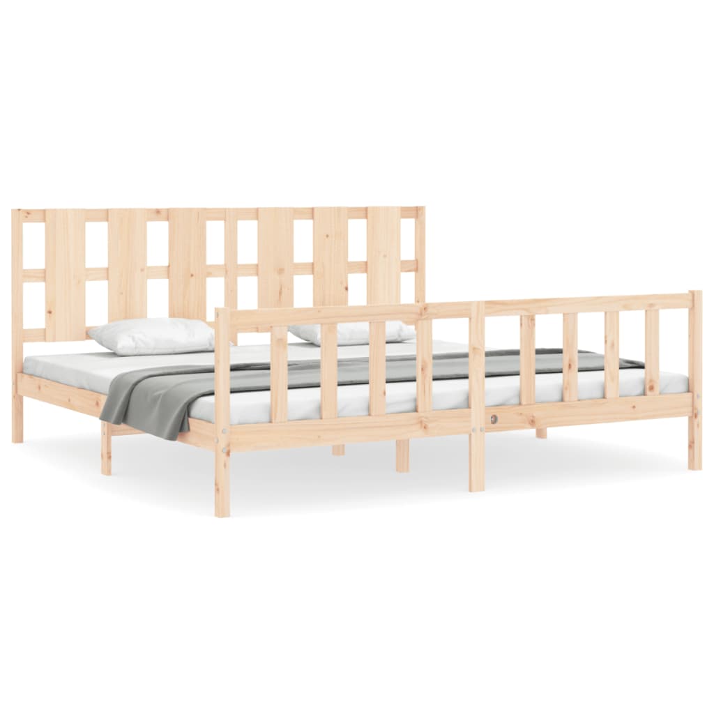 vidaXL Bedframe met hoofdbord massief hout 180x200 cm