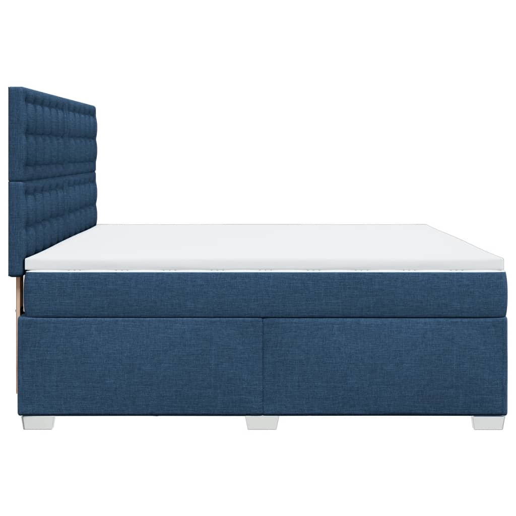 vidaXL Boxspring met matras stof blauw 180x200 cm