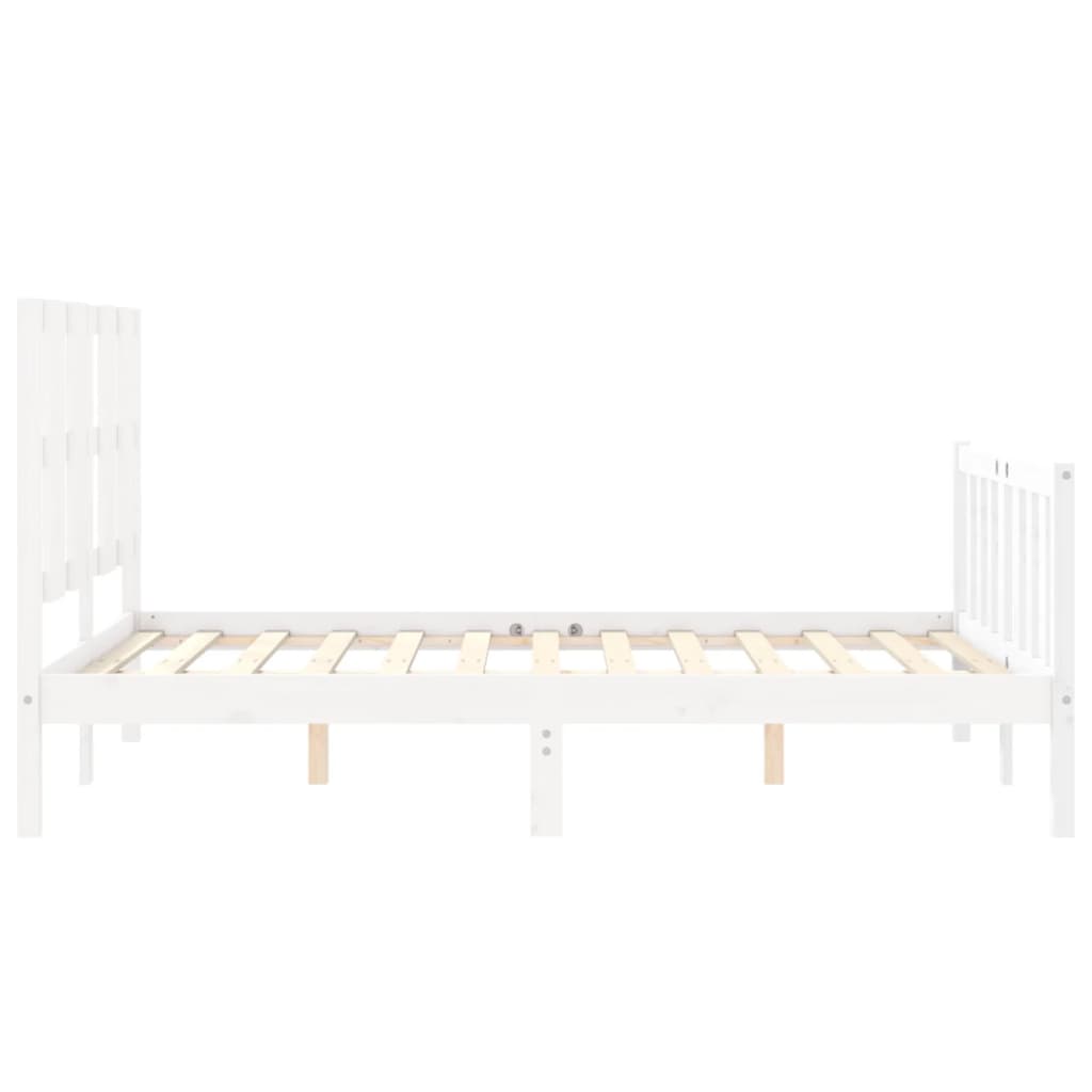 vidaXL Bedframe met hoofdbord massief hout wit 140x200 cm