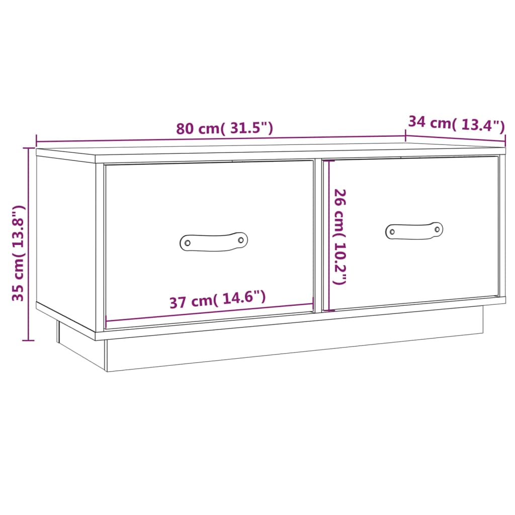 vidaXL Tv-meubel 80x34x35 cm massief grenenhout