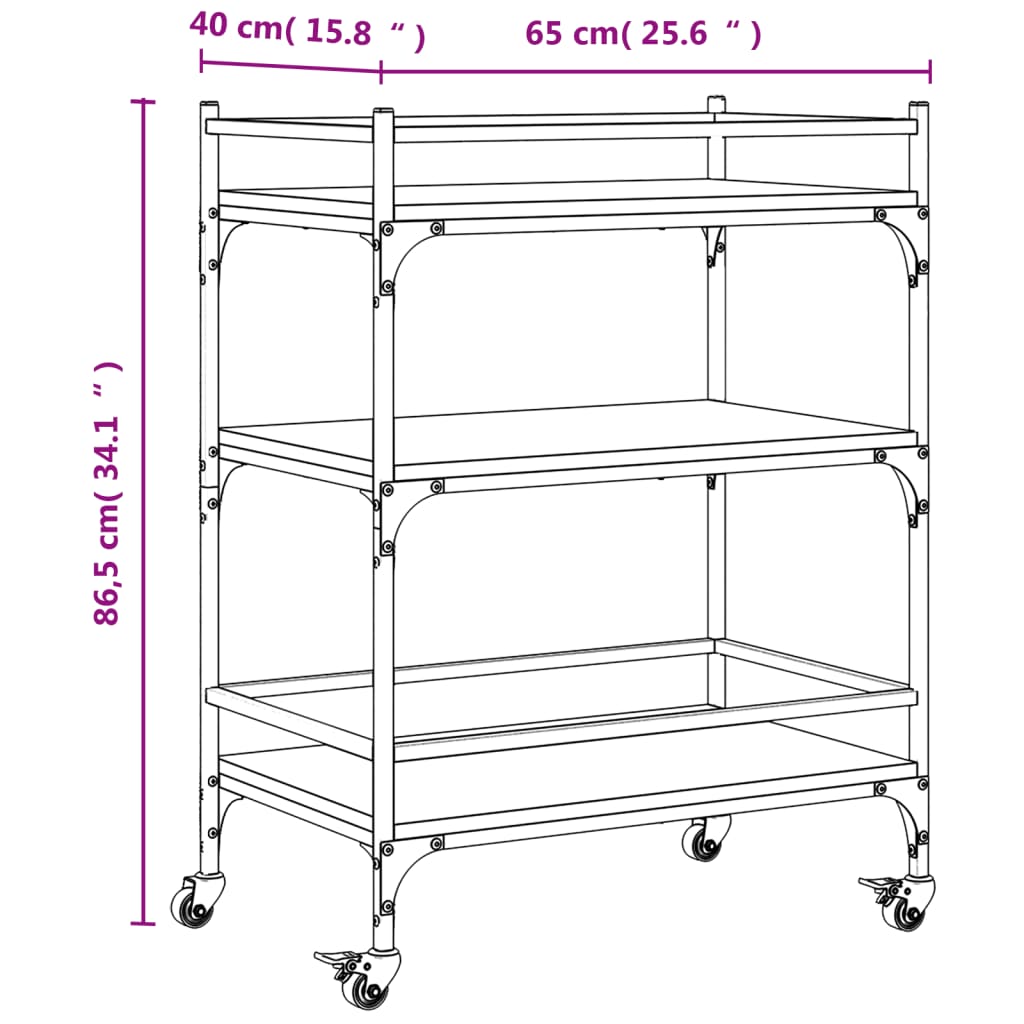 vidaXL Keukentrolley 65x40x86,5 cm bewerkt hout grijs sonoma eiken