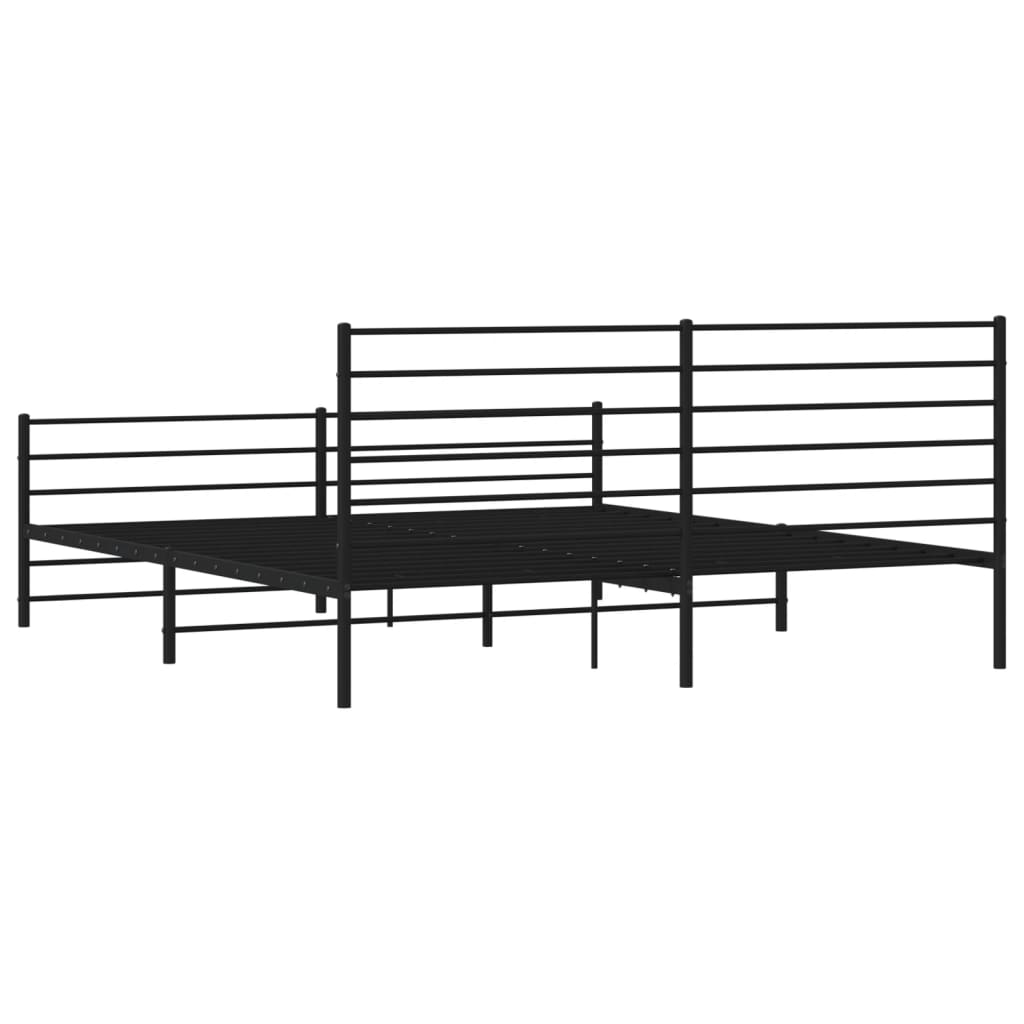 vidaXL Bedframe met hoofd- en voeteneinde metaal zwart 200x200 cm