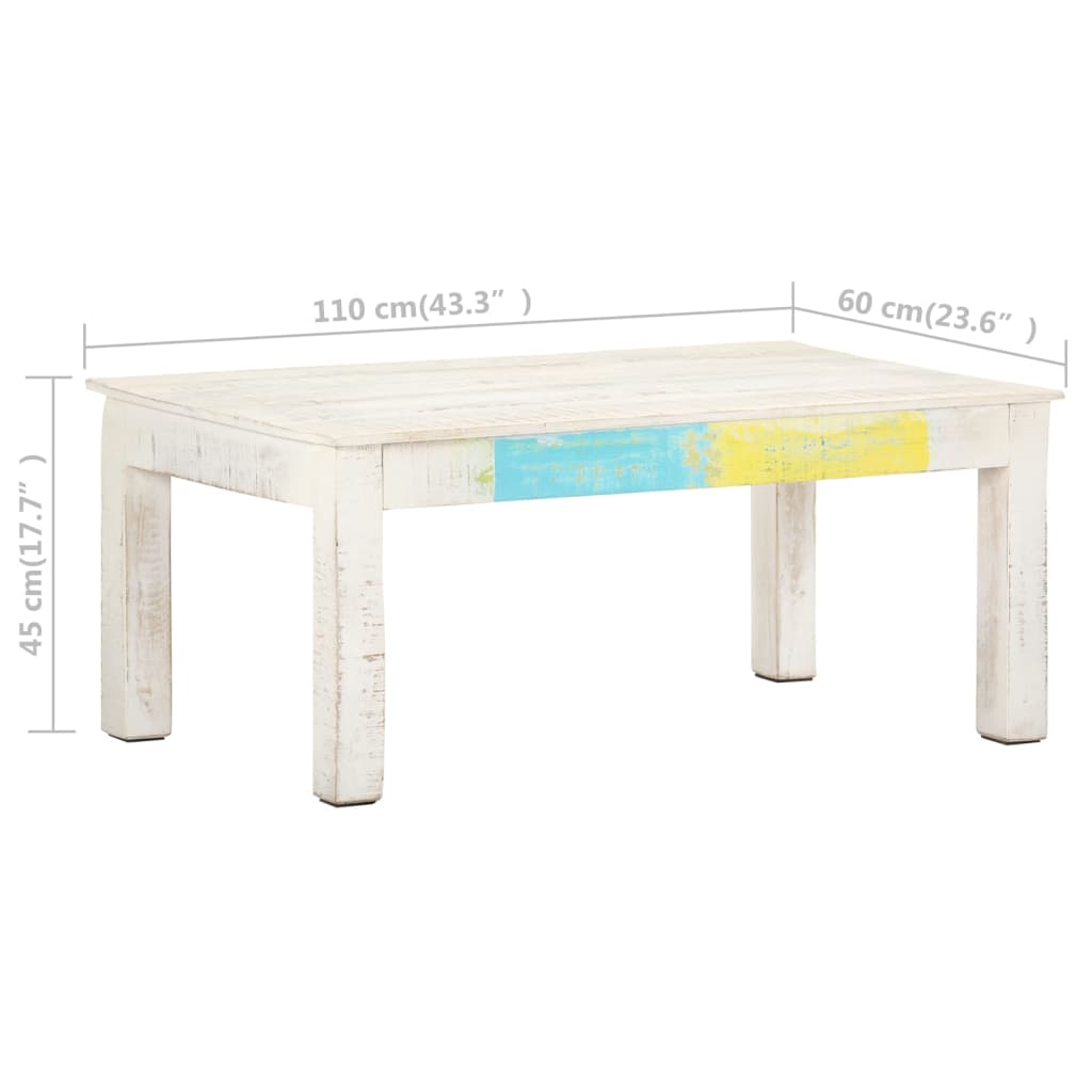 vidaXL Salontafel 110x60x45 cm massief mangohout wit