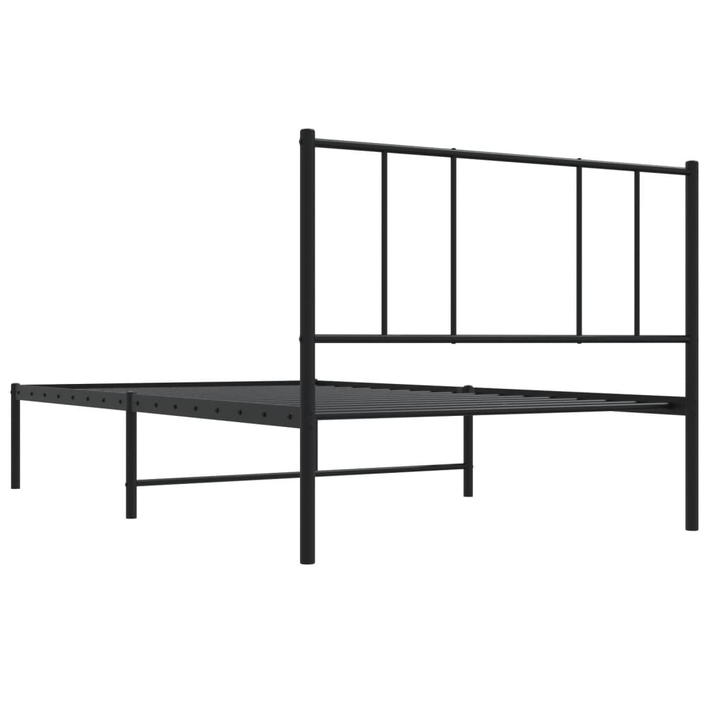 vidaXL Bedframe met hoofdbord metaal zwart 100x200 cm